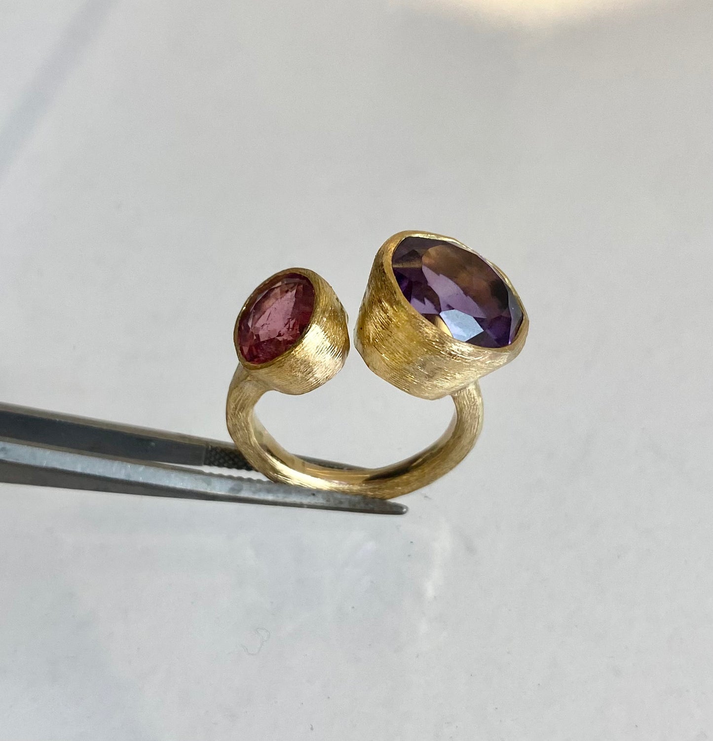 Anello ametista e tormalina rosa Bellagio