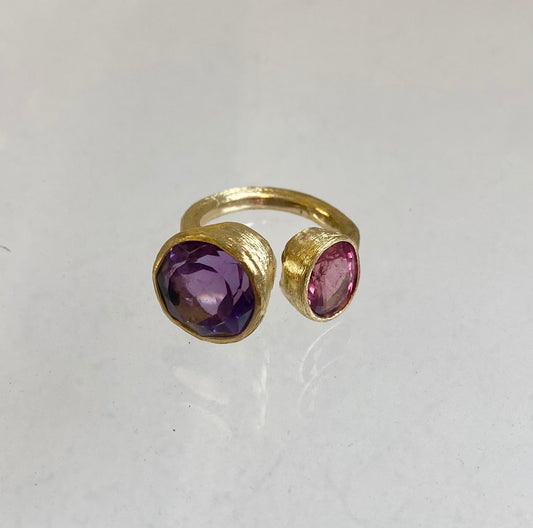 Anello ametista e tormalina rosa Bellagio