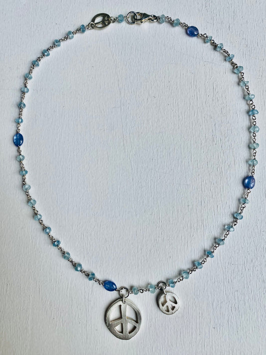 Girocollo argento acquamarina e tanzanite